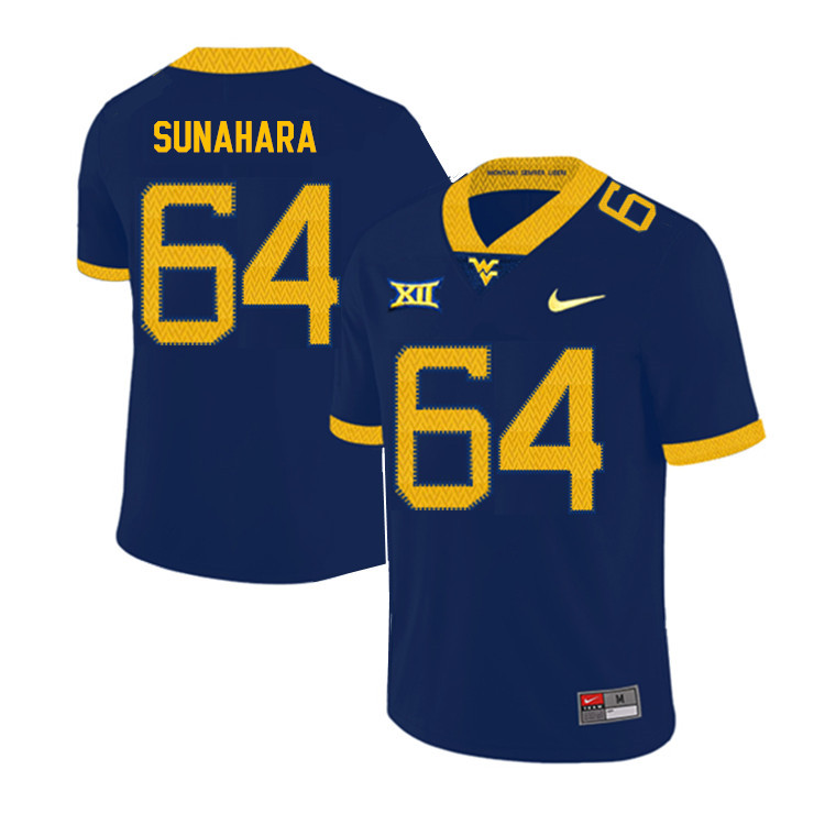 NCAA Men's Rex Sunahara West Virginia Mountaineers Navy #64 Nike Stitched Football College 2019 Authentic Jersey YY23M38EL